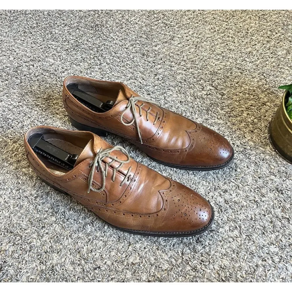 Johnston & Murphy Shoes Tyndall Wingtip Oxford Shoe Brown Leather Men’s 13 M